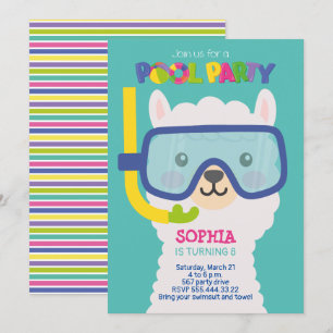 CONVITE PARA FESTA DE PISCINA DE LLAMA