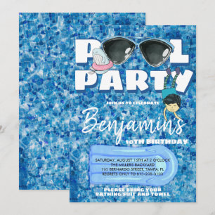 Convite para Festa de Piscina de Meninos