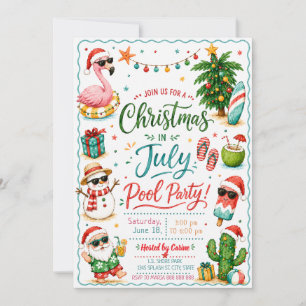 Convite para Festa de Piscina de Natal em Julho