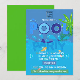 Convite para Festa de Piscina de Verão Corporativa