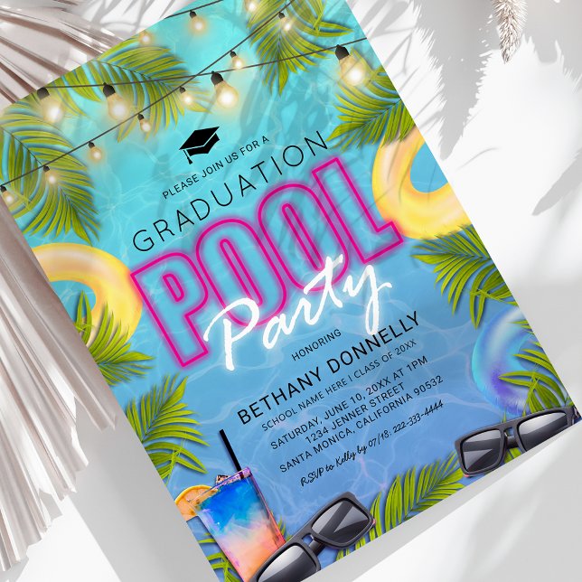 Convite para Festa de Piscina de Verão de Formatur (Criador carregado)