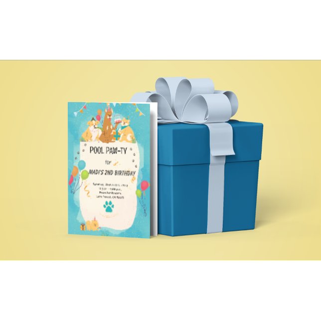 Convite para Festa de Piscina de Verão para Cachor (Criador carregado)