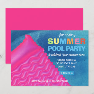 Convite para Festa de Piscina de Verão para Qualqu