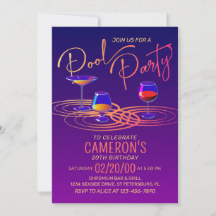 Convite para Festa de Piscina para Adultos