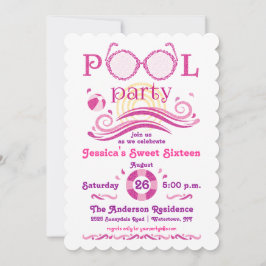 Convite para Festa de Piscina Sweet 16