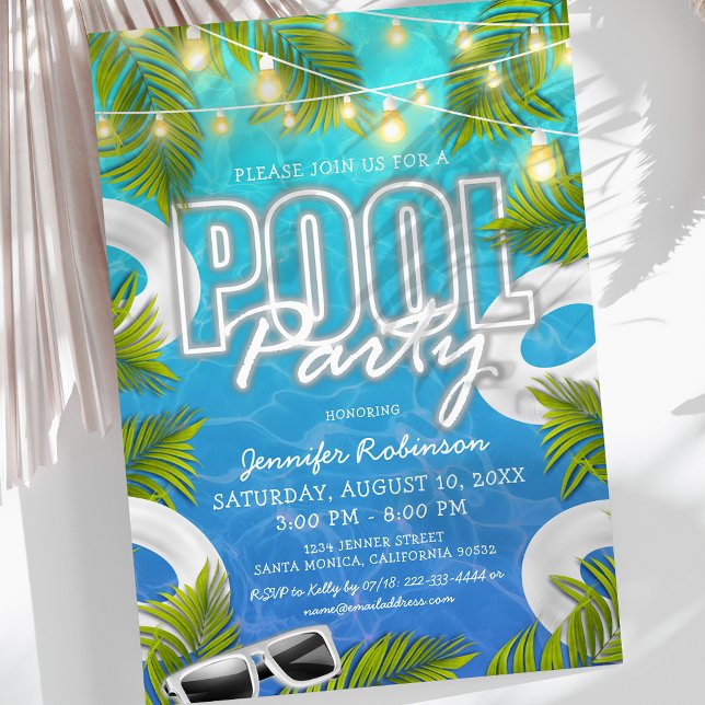 Convite para Festa de Piscina Tudo Branco (Criador carregado)