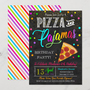 Convite para Festa de Pizza e Pijamas