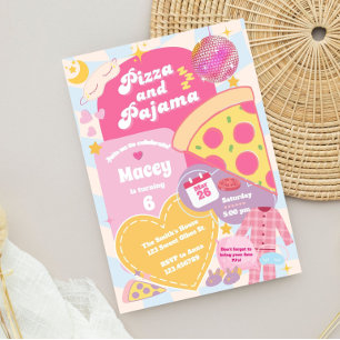 Convite para Festa de Pizza e Pijamas de Sono das 
