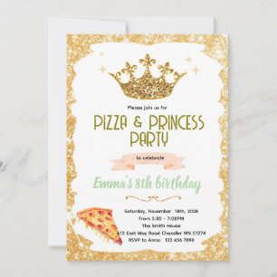 Convite para festa de Pizza e Princesas