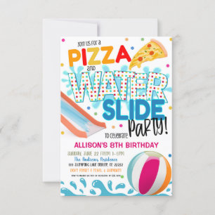 Convite para Festa de Pizza e Tobogã