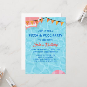 convite para festa de pizza na piscina