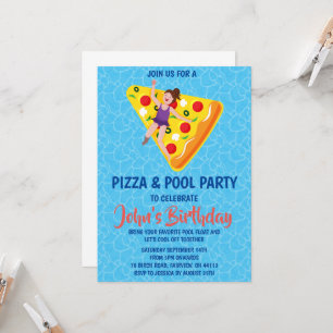convite para festa de pizza na piscina