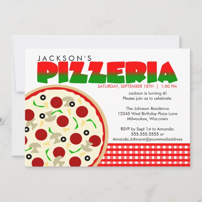 Convite para Festa de Pizza na Pizzaria (Frente)