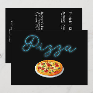 Convite para Festa de Pizza Neon Glow