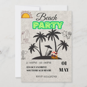 Convite para Festa de Praia ao Pôr do Sol