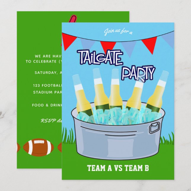 Convite para Festa de Pré-Jogo de Futebol American (Frente/Verso)