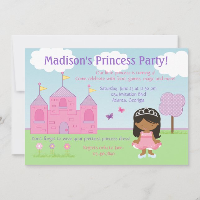 Convite para Festa de Princesa Afro-Americana (Frente)
