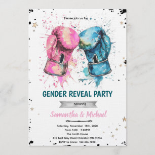 convite para festa de revelação de gênero de boxe