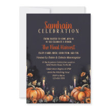 Convite para Festa de Samhain Abóboras e Velas de