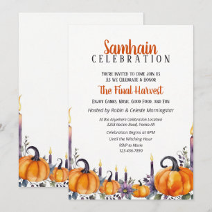 Convite para Festa de Samhain Outono Abóboras & Ve