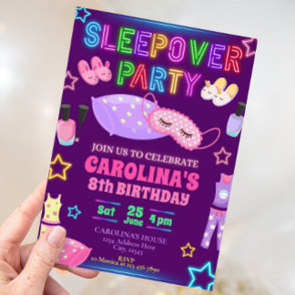 Convite para Festa de Sleepover