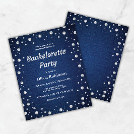 Convite para Festa de solteira Blue Denim e Diaman