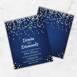 Convite para Festa de solteira Blue Denim e Diaman