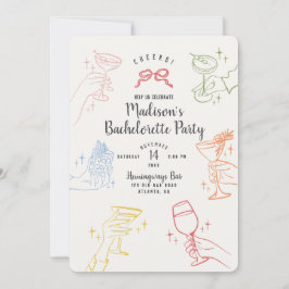 Convite para Festa de solteira Colorida do Cocktai