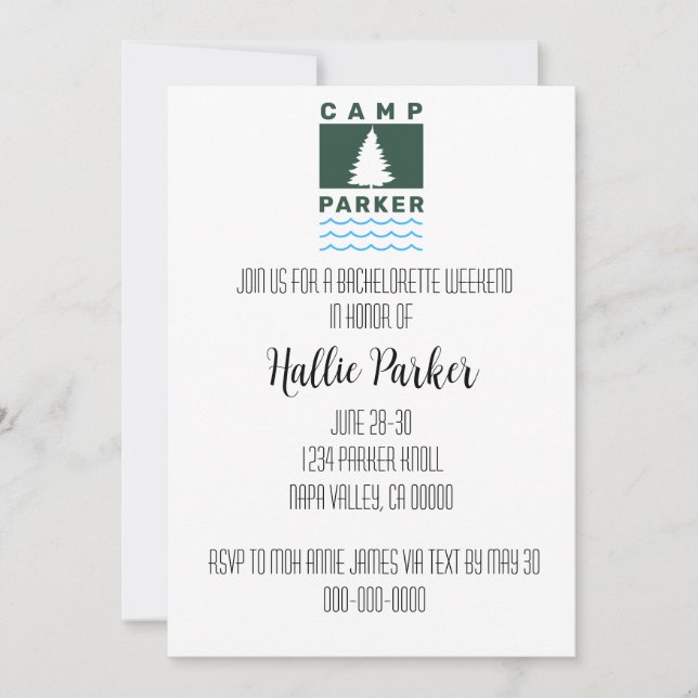 Convite para Festa de solteira de Camp Bride (Frente)