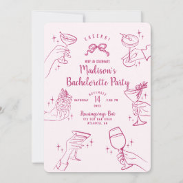 Convite para Festa de solteira de Cocktail Rosa