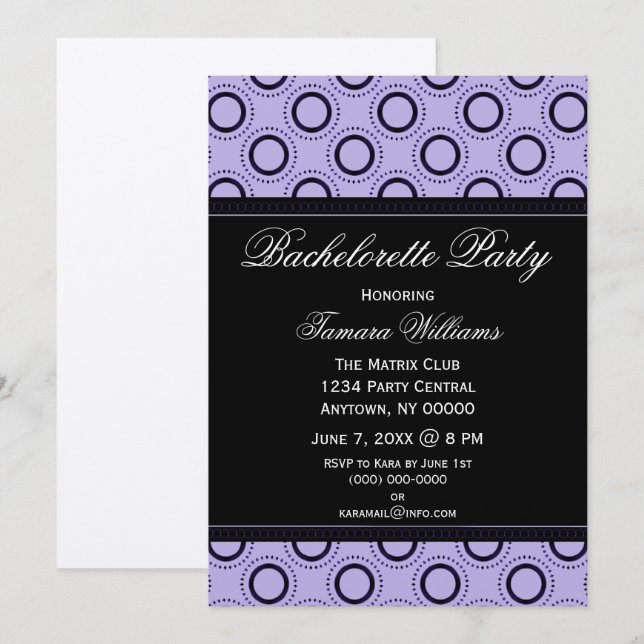 Convite para Festa de solteira de Refinamento Clás (Frente/Verso)