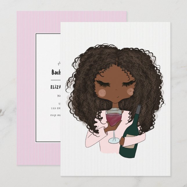 Convite para Festa de solteira de vinho tinto (Frente/Verso)