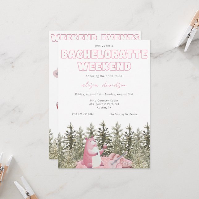 Convite para Festa de solteira do Urso de Acampame (Frente/Verso In Situ)