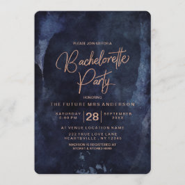 Convite para Festa de solteira Dourada Rosa Azul m