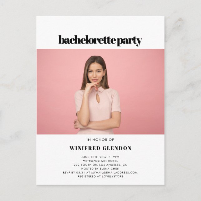 Convite para festa de solteira elegante e chic (Frente)