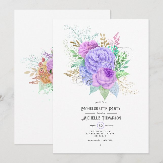 Convite para Festa de solteira Floral Primavera (Frente/Verso)