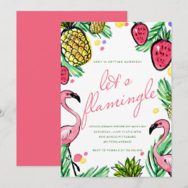 Convite para Festa de solteira Tropical Flamingle 