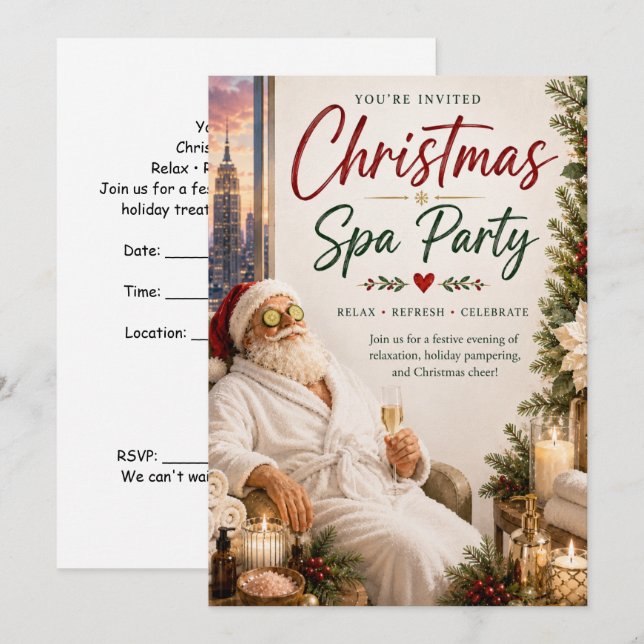 Convite para Festa de Spa de Natal com Papai Noel  (Frente/Verso)