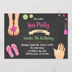 Convite para festa de spa mani pedi