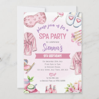 Convite para Festa de Spa Rosa Suave - Relaxe e Mi