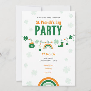 Convite para Festa de St. Patrick em Verde e Laran