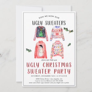 Convite para Festa de Suéter de Natal Feio