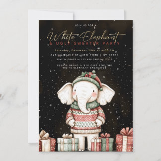 Convite para Festa de Suéter Feio do Elefante Bran
