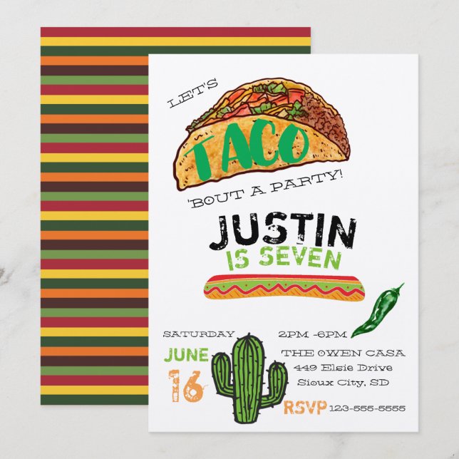 Convite para Festa de Taco (Frente/Verso)