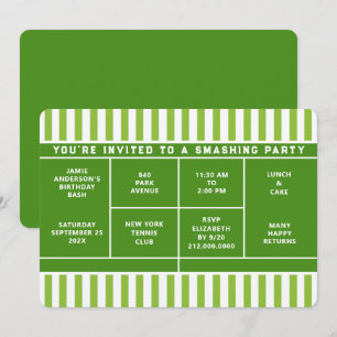 Convite para Festa de Tênis