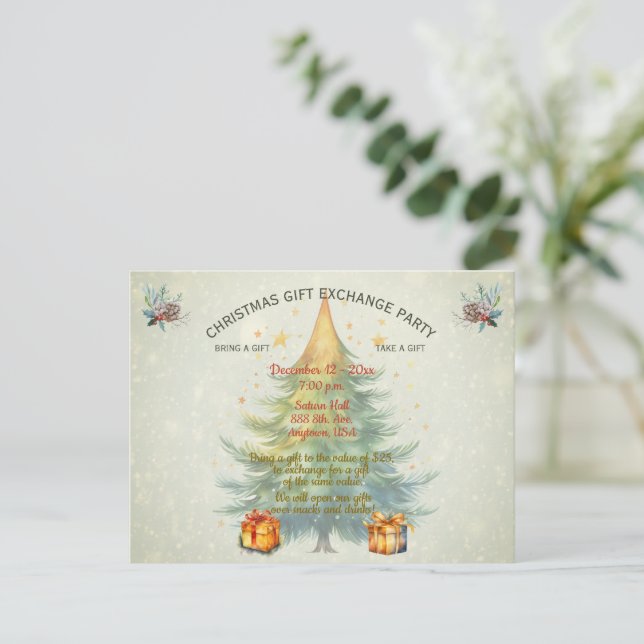 Convite para Festa de Troca de Presentes de Natal (Em pé/Frente)