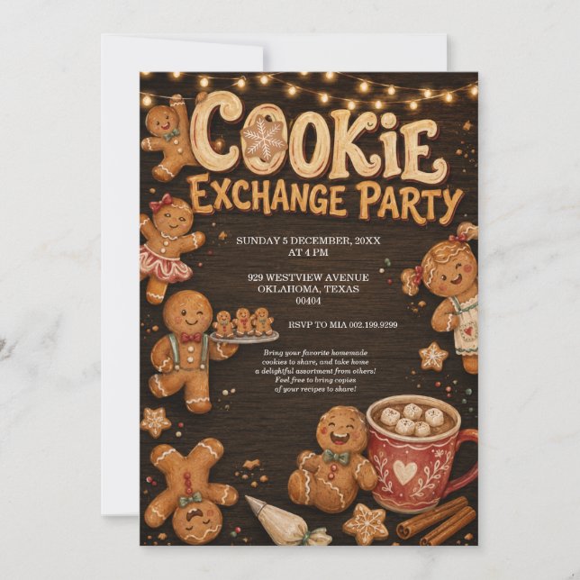 Convite para Festa de Trocas de Biscoitos de Gengi (Frente)