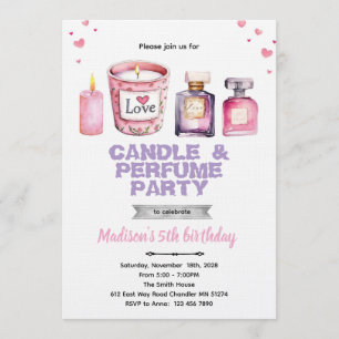 Convite para festa de vela e perfume