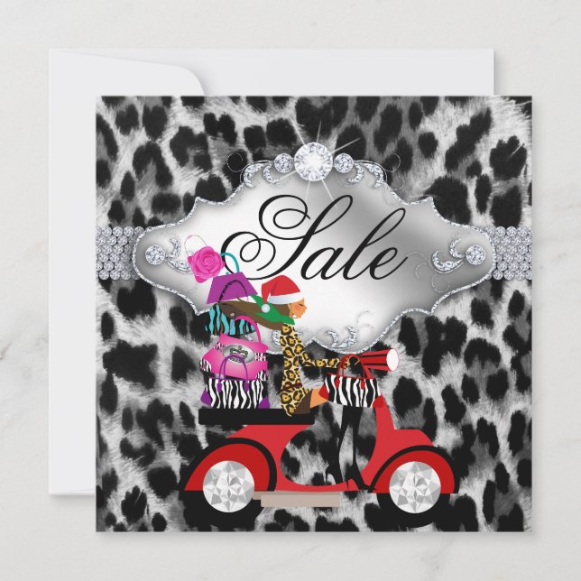 Convite para Festa de Venda de Natal Leopardo Pret (Frente)