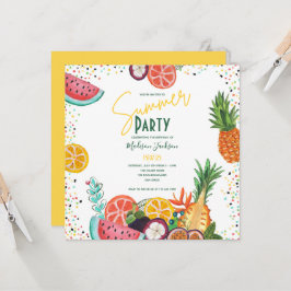 Convite para Festa de Verão com Frutas Tropicais